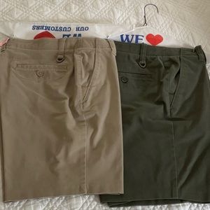 2 Pair UA Flat Front Button Shorts